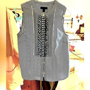 J Crew sleeveless stripped ruffle shirt. Size 6